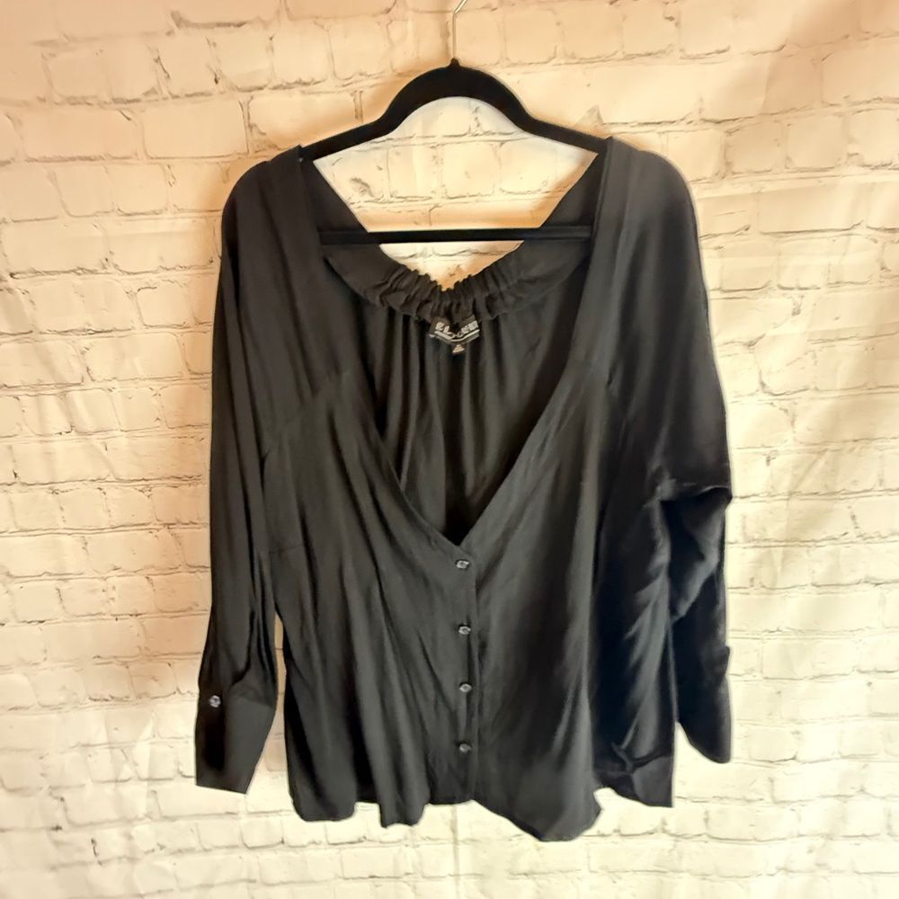 Eloquii Black Button Down Women's Shirt 1X